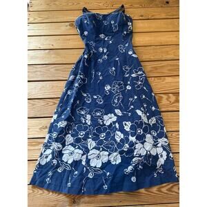 Vintage Ceeb Of Miami Sleeveless Strap Floral Dress Size 10 Women’s Blue